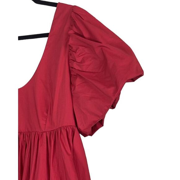 Hyacinth‎ House Red Puff Sleeve Smocked Scoop Neck Blouse Size XL - Picture 2 of 5